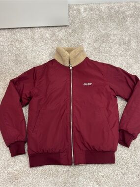 PALACE Reversible Burgundy Jacket with Tan Sherpa Collar
